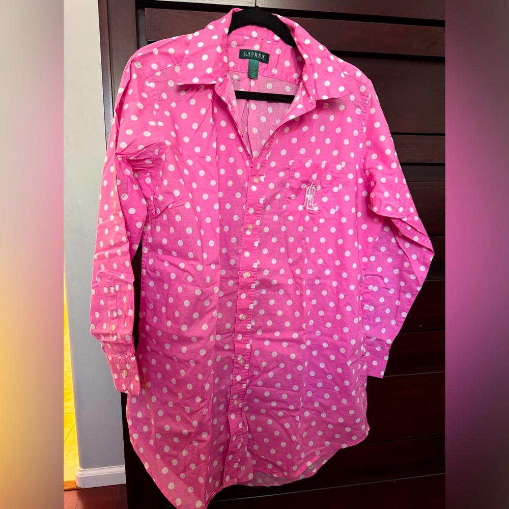 S/M romantic pink with white polka dots